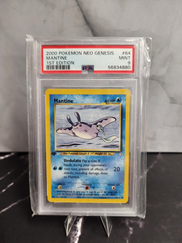 2000 Pokémon NEO GENESIS 1ST EDITION #64 MANTINE PSA 9 – Kraken Boardshop