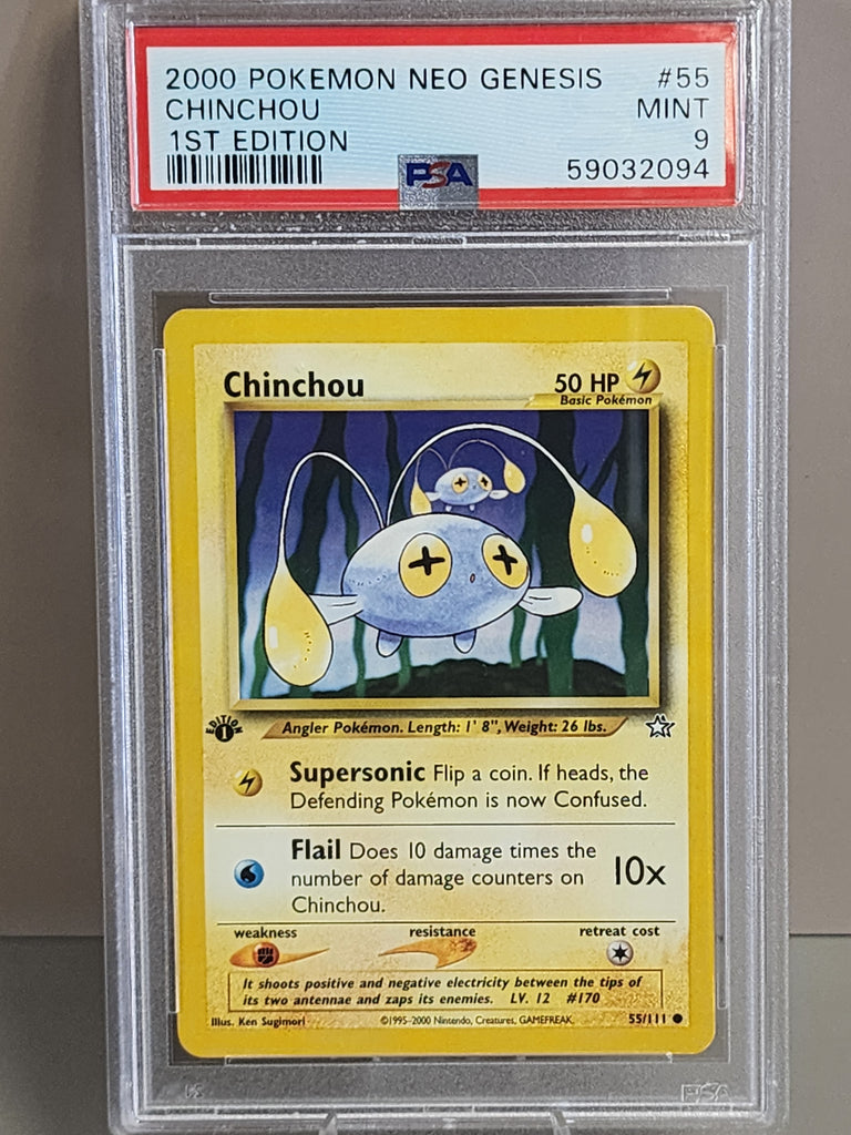2000 Pokmon Neo Genesis 1st Edition #55 Chinchou PSA 9 MINT Kraken Boardshop 2000 Pokmon Neo Genesis 1st Edition #55 Chinchou PSA 9 MINT Kraken Boardshop