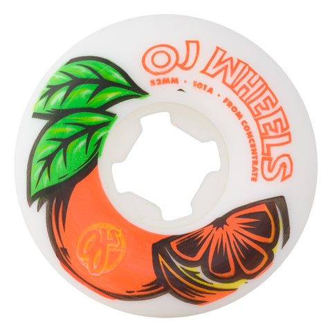52mm From Concentrate White Orange Hardline 101a OJ Wheels