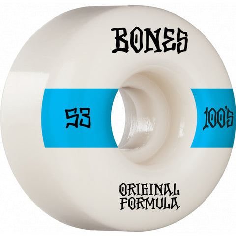 BONES WHEELS OG Formula Skateboard Wheels 100 #14 53mm V4 Wide 4pk White